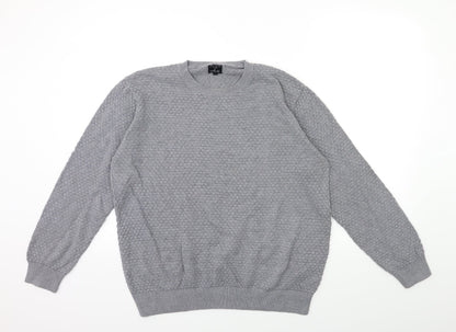 Preloved Easy Mens Grey  Knit Pullover Jumper Size L - Front