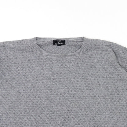 Preloved Easy Mens Grey  Knit Pullover Jumper Size L - Detail