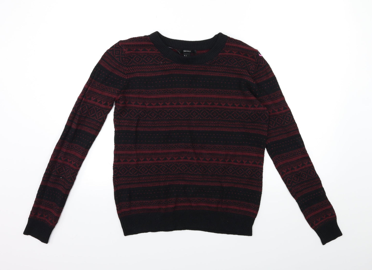 FOREVER 21 Womens Black Striped Knit Pullover Jumper Size S