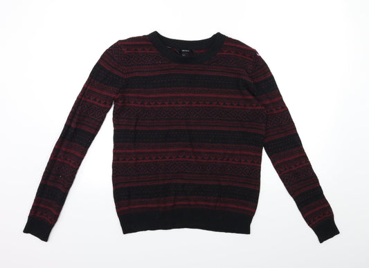 FOREVER 21 Womens Black Striped Knit Pullover Jumper Size S