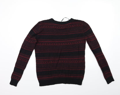 Preloved FOREVER 21 Womens Black Striped Knit Pullover Jumper Size S - Back