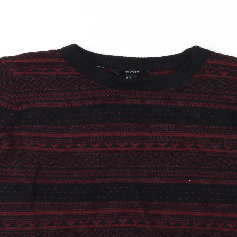 FOREVER 21 Womens Black Striped Knit Pullover Jumper Size S