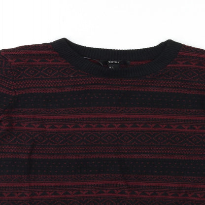 Preloved FOREVER 21 Womens Black Striped Knit Pullover Jumper Size S - Detail