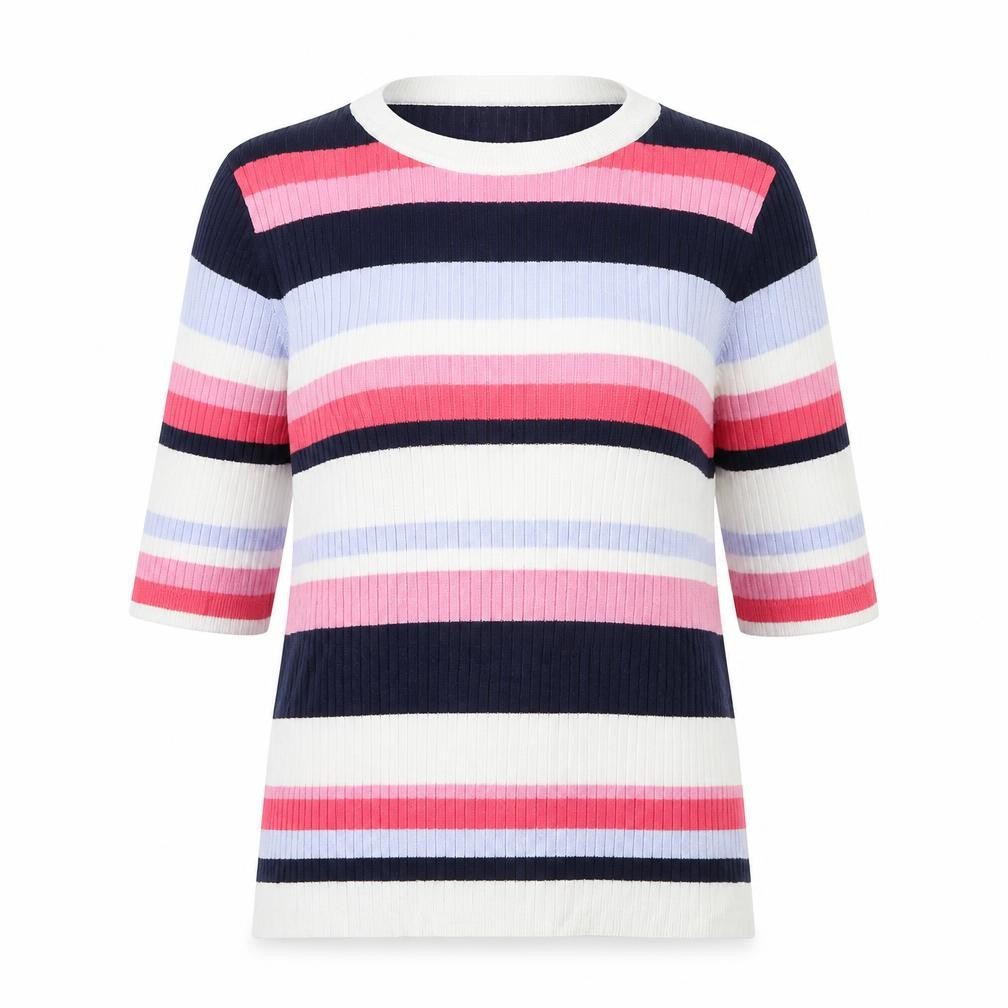 Marks & Spencer Womens Pink Striped Knit Pullover Jumper Size 16