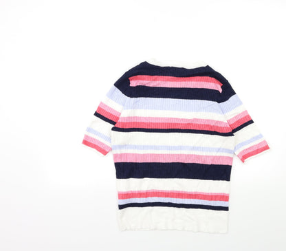 Marks & Spencer Womens Pink Striped Knit Pullover Jumper Size 16
