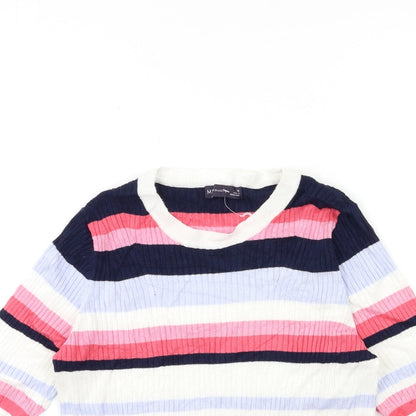 Marks & Spencer Womens Pink Striped Knit Pullover Jumper Size 16