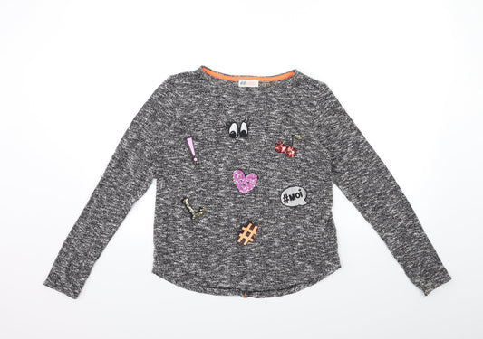 H&M Girls Grey  Knit Pullover Jumper Size 13 Years