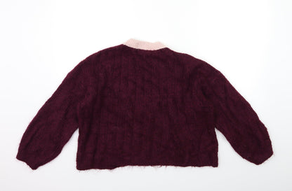 Marks & Spencer Womens Pink Striped Knit Pullover Jumper Size L
