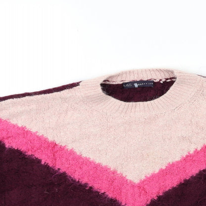Marks & Spencer Womens Pink Striped Knit Pullover Jumper Size L