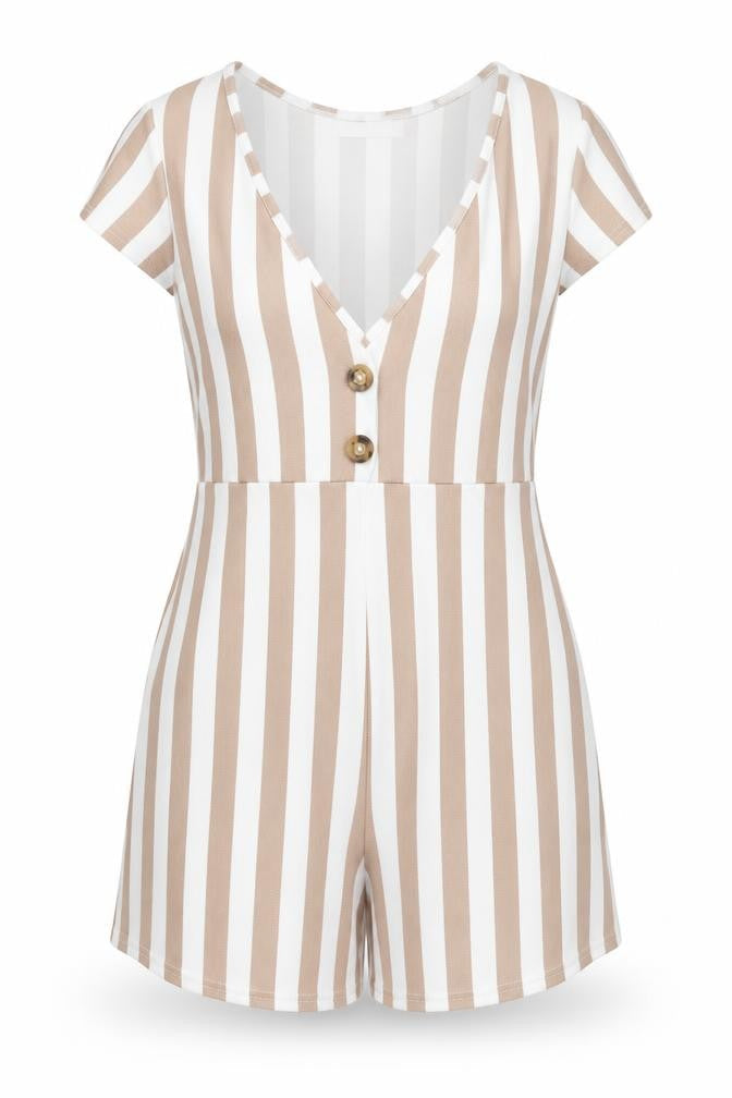 PRETTYLITTLETHING Womens Brown Striped  Playsuit One-Piece Size 8