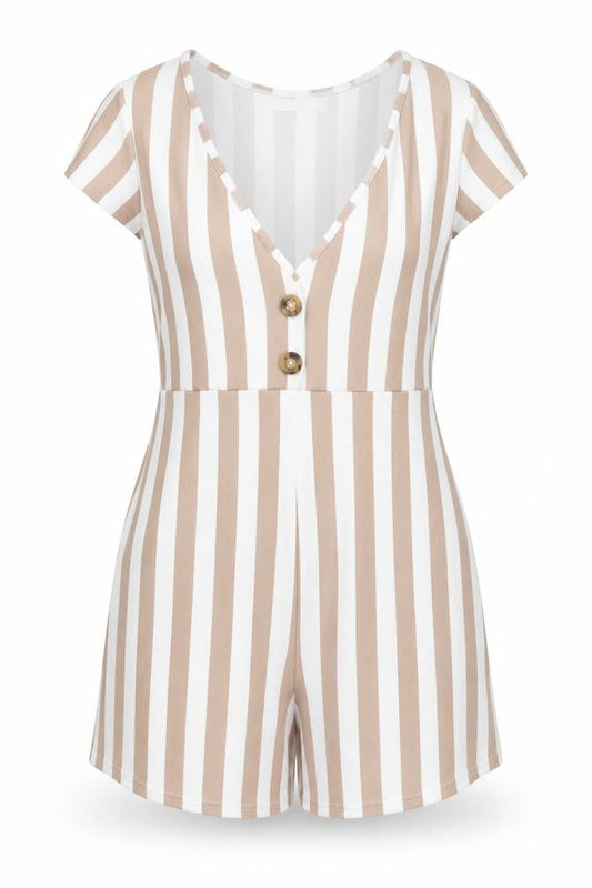 PRETTYLITTLETHING Womens Brown Striped  Playsuit One-Piece Size 8