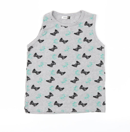 Pep&Co Boys Grey Geometric  Basic Tank Size 9-10 Years