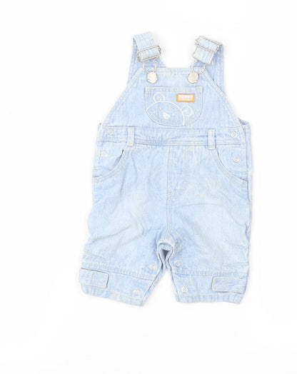 Preloved George Boys Blue   Dungaree One-Piece Size 0-3 Months - Front