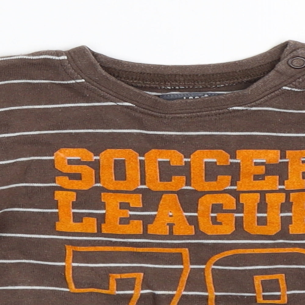 H&M Boys Brown Striped  Basic T-Shirt Size 6-9 Months
