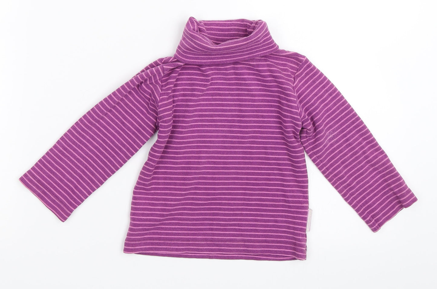 JoJo Maman Bébé Girls Purple Striped  Pullover Jumper Size 18-24 Months