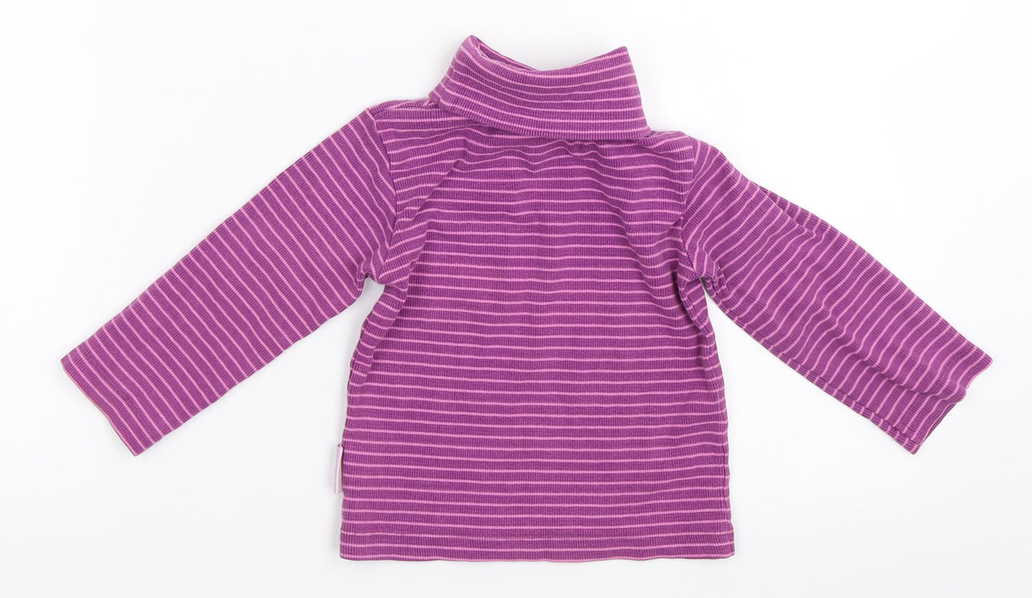 JoJo Maman Bébé Girls Purple Striped  Pullover Jumper Size 18-24 Months