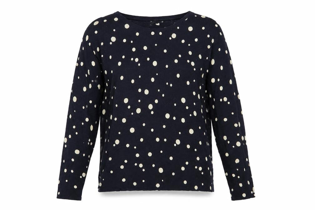 Monsoon Womens Blue Polka Dot Knit Pullover Jumper Size M