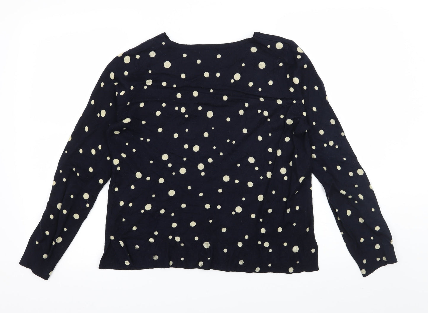 Monsoon Womens Blue Polka Dot Knit Pullover Jumper Size M