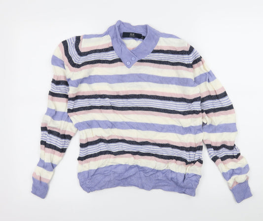 Isle Womens Purple Striped Knit Pullover Jumper Size 10
