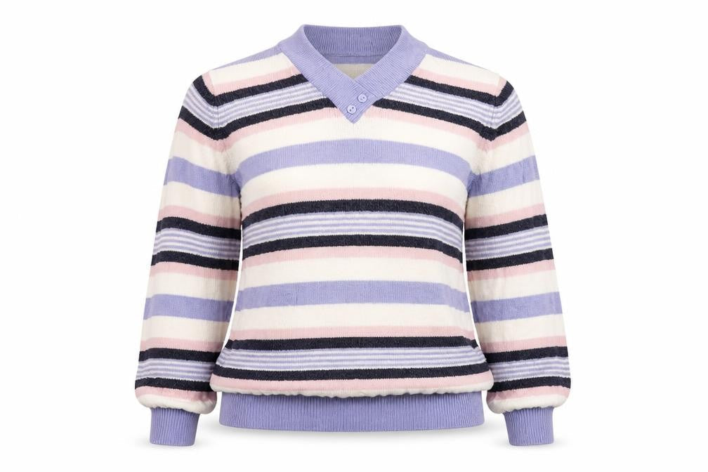 Isle Womens Purple Striped Knit Pullover Jumper Size 10