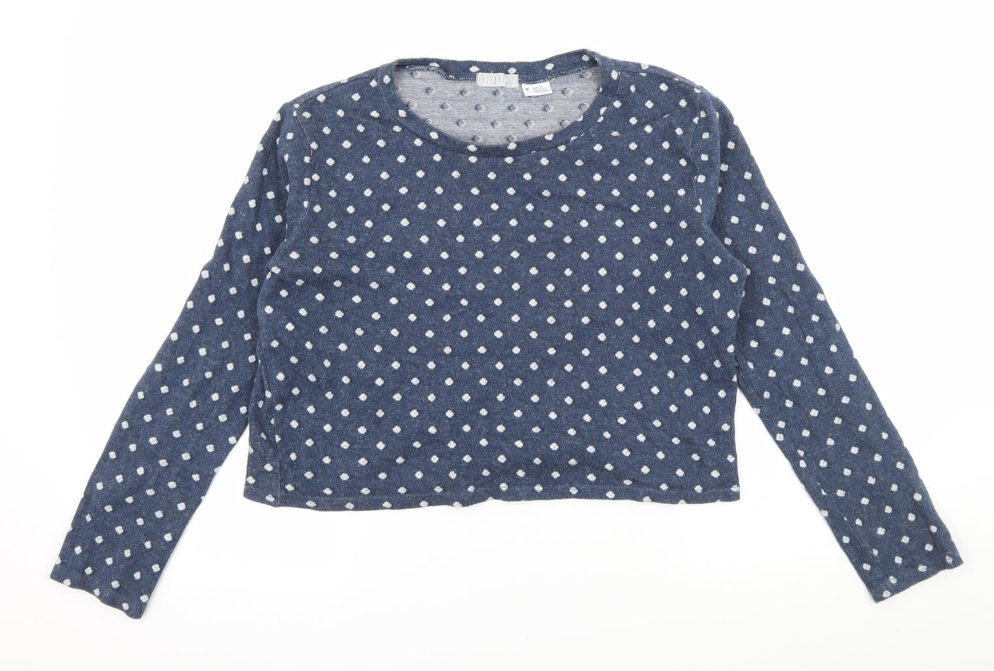 Cooperative Womens Blue Polka Dot Jersey Basic T-Shirt Size M