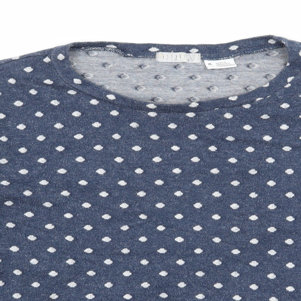 Cooperative Womens Blue Polka Dot Jersey Basic T-Shirt Size M