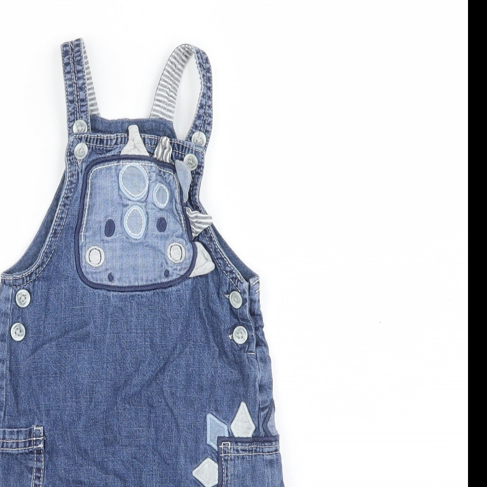 George Baby Blue   Dungaree One-Piece Size 3-6 Months  - dinosaur