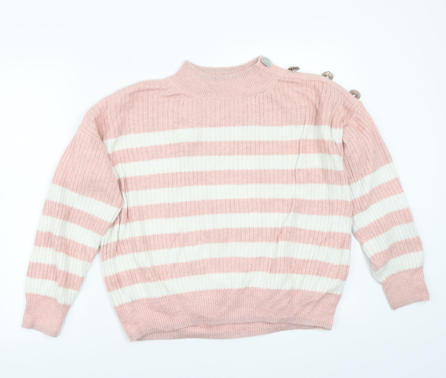 George Womens Pink Striped  Pullover Jumper Size M