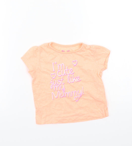 Young Dimension Girls Orange   Basic T-Shirt Size 9-12 Months