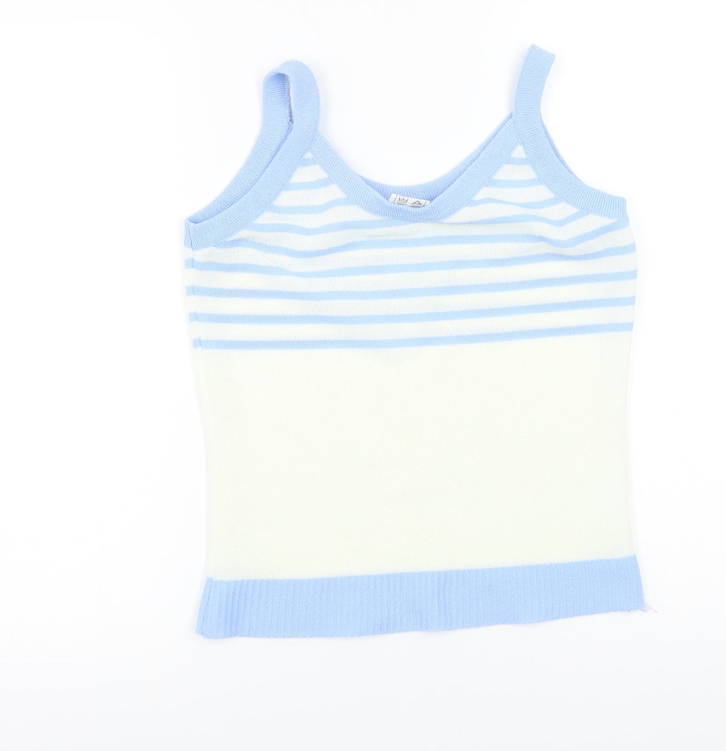 Tersuisse Womens Blue Striped Rayon Basic Tank Size 16