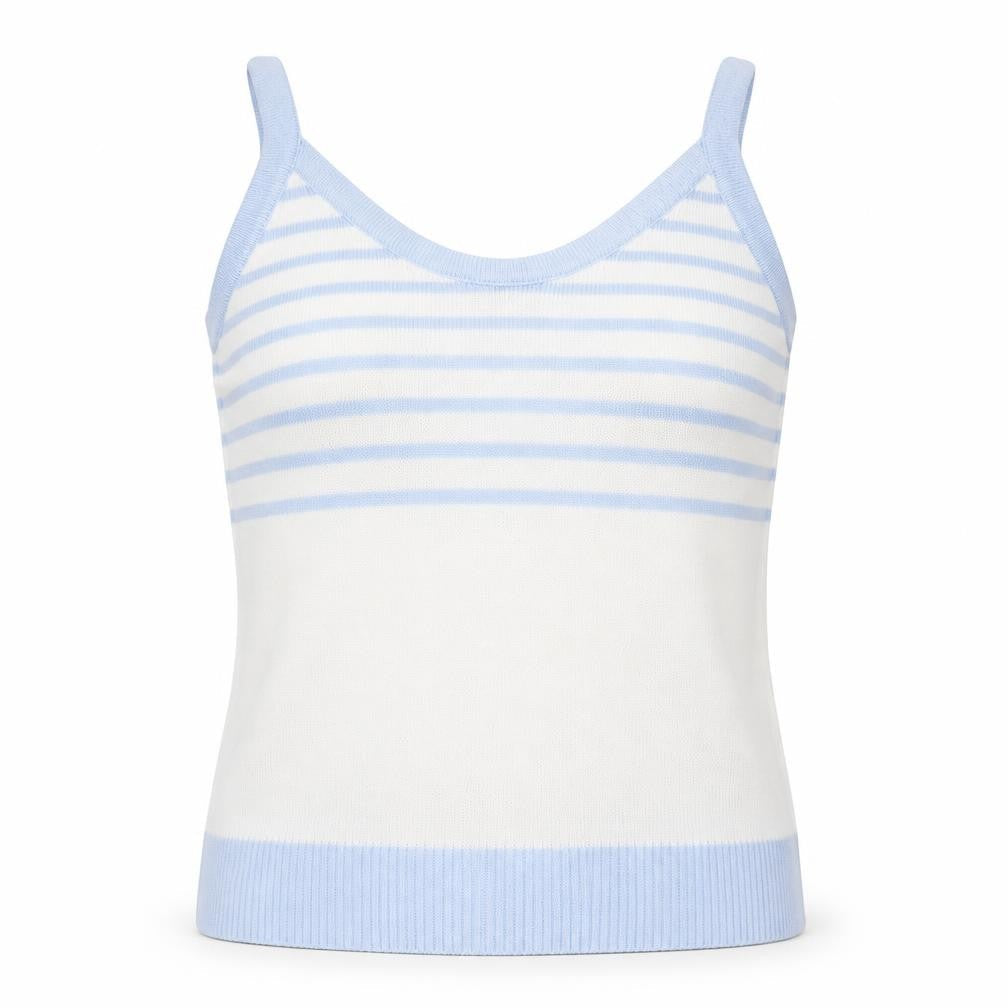 Tersuisse Womens Blue Striped Rayon Basic Tank Size 16