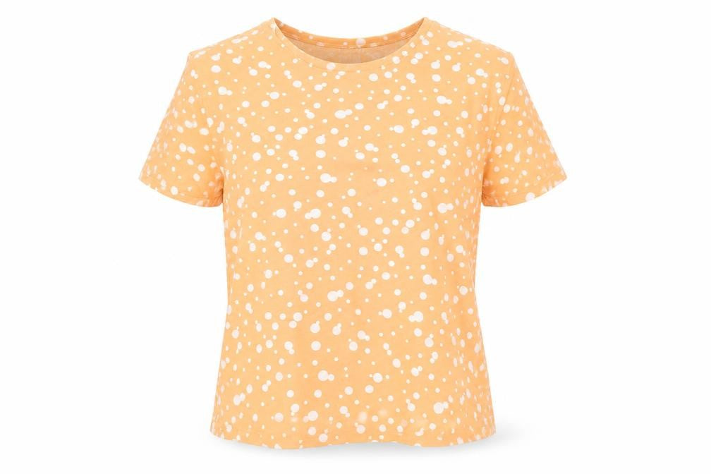 Sandpiper Womens Orange Polka Dot  Basic T-Shirt Size M