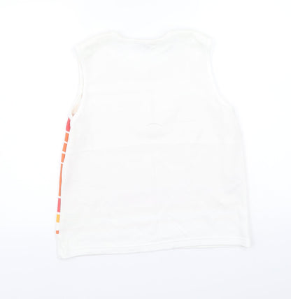 Preloved Primark Womens White Striped  Basic Tank Size 18 - Back