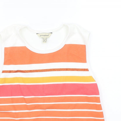 Preloved Primark Womens White Striped  Basic Tank Size 18 - Detail