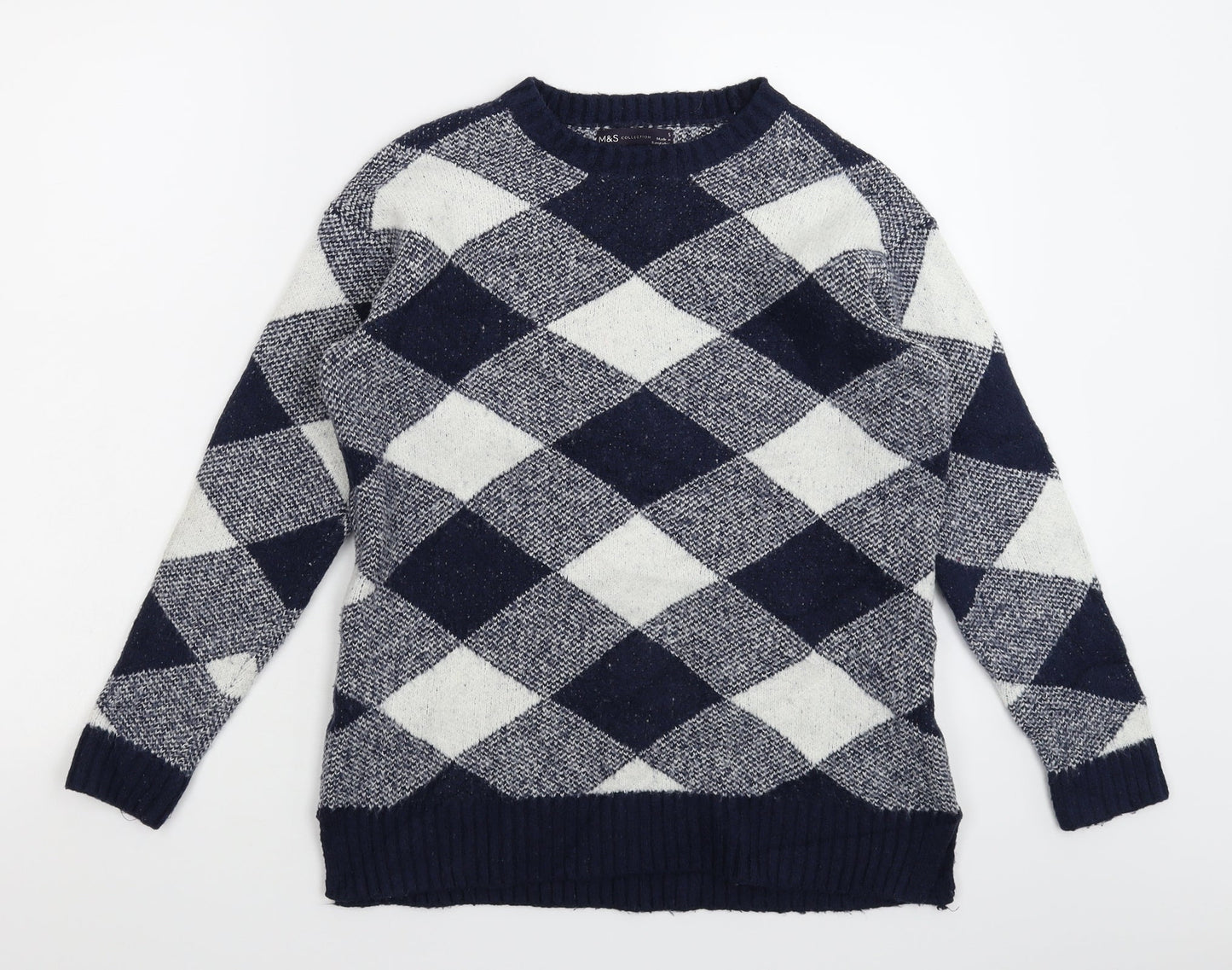 Marks and Spencer Womens Multicoloured Check Knit Pullover Jumper Size S