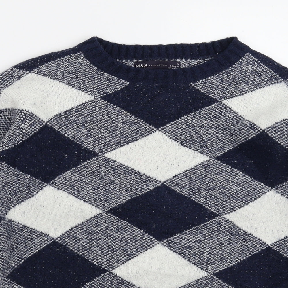 Marks and Spencer Womens Multicoloured Check Knit Pullover Jumper Size S
