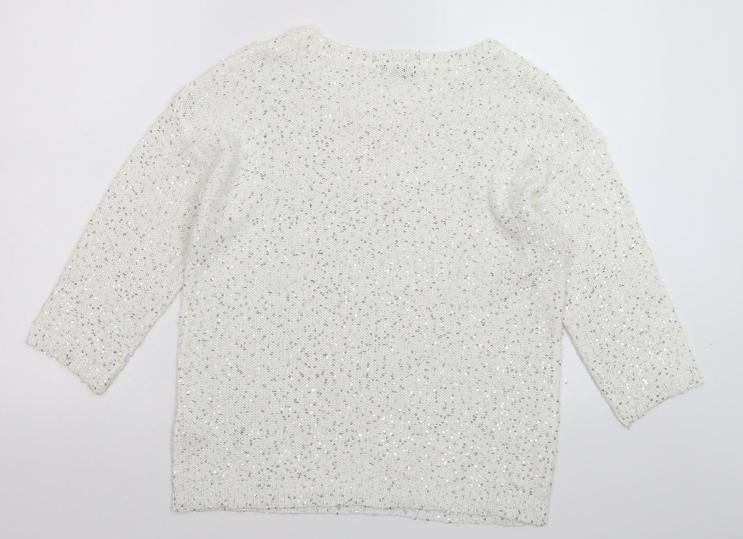 F&F Womens White  Knit Pullover Jumper Size 12
