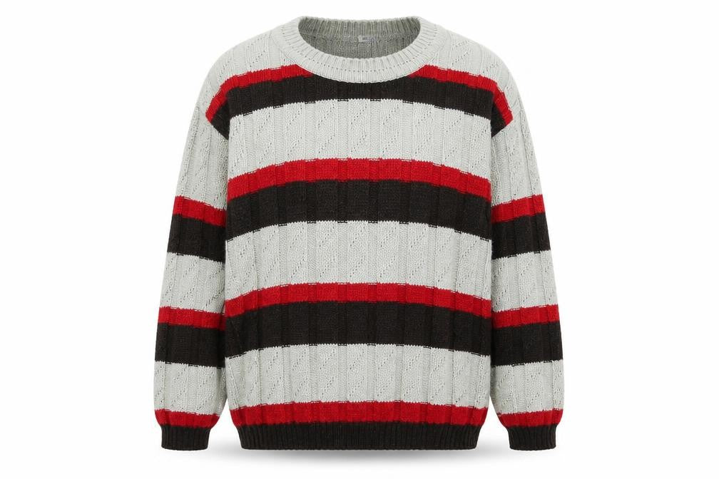 Preworn Womens Grey Striped Knit Pullover Jumper Size 10