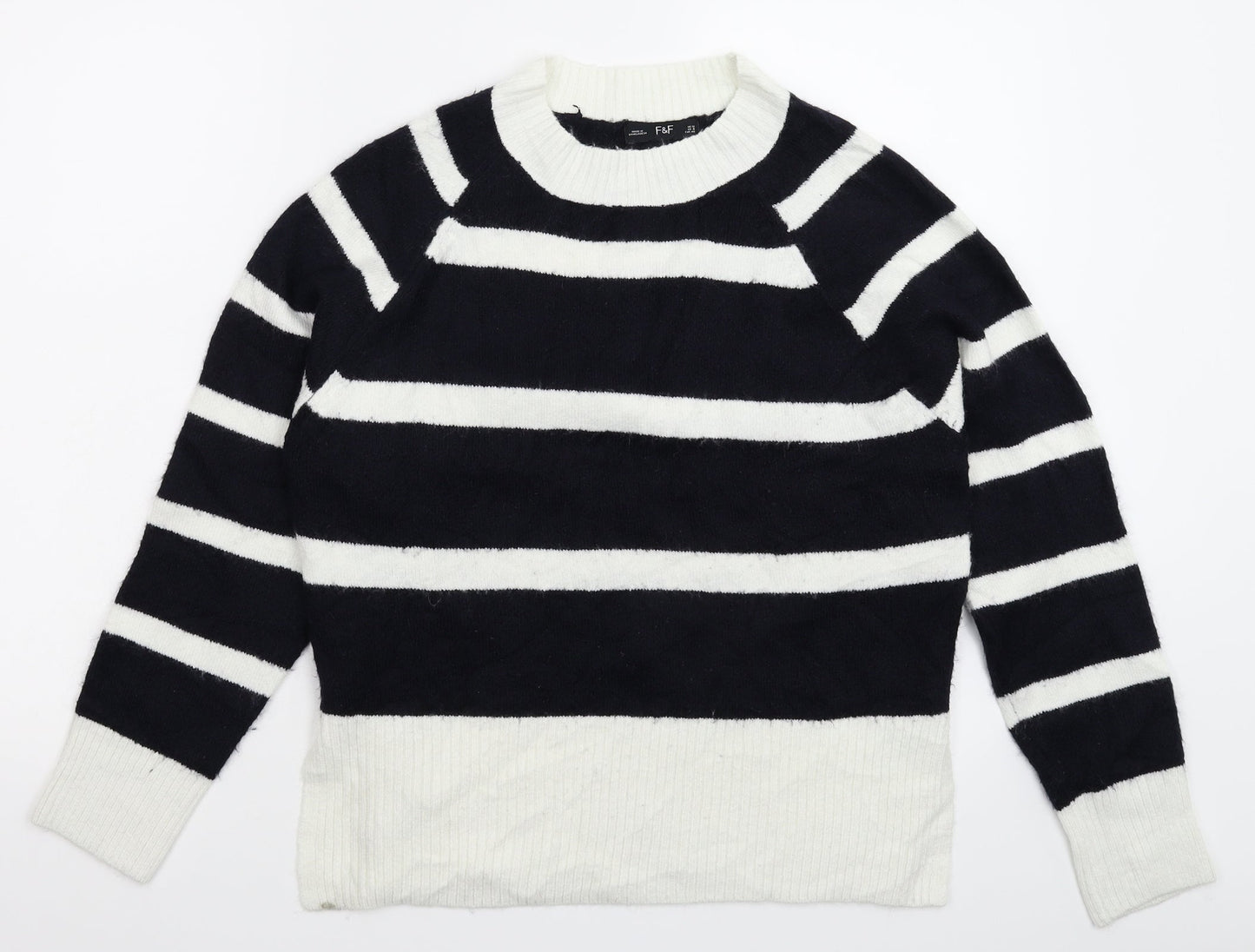 F&F Womens Multicoloured Striped Knit Pullover Jumper Size 12