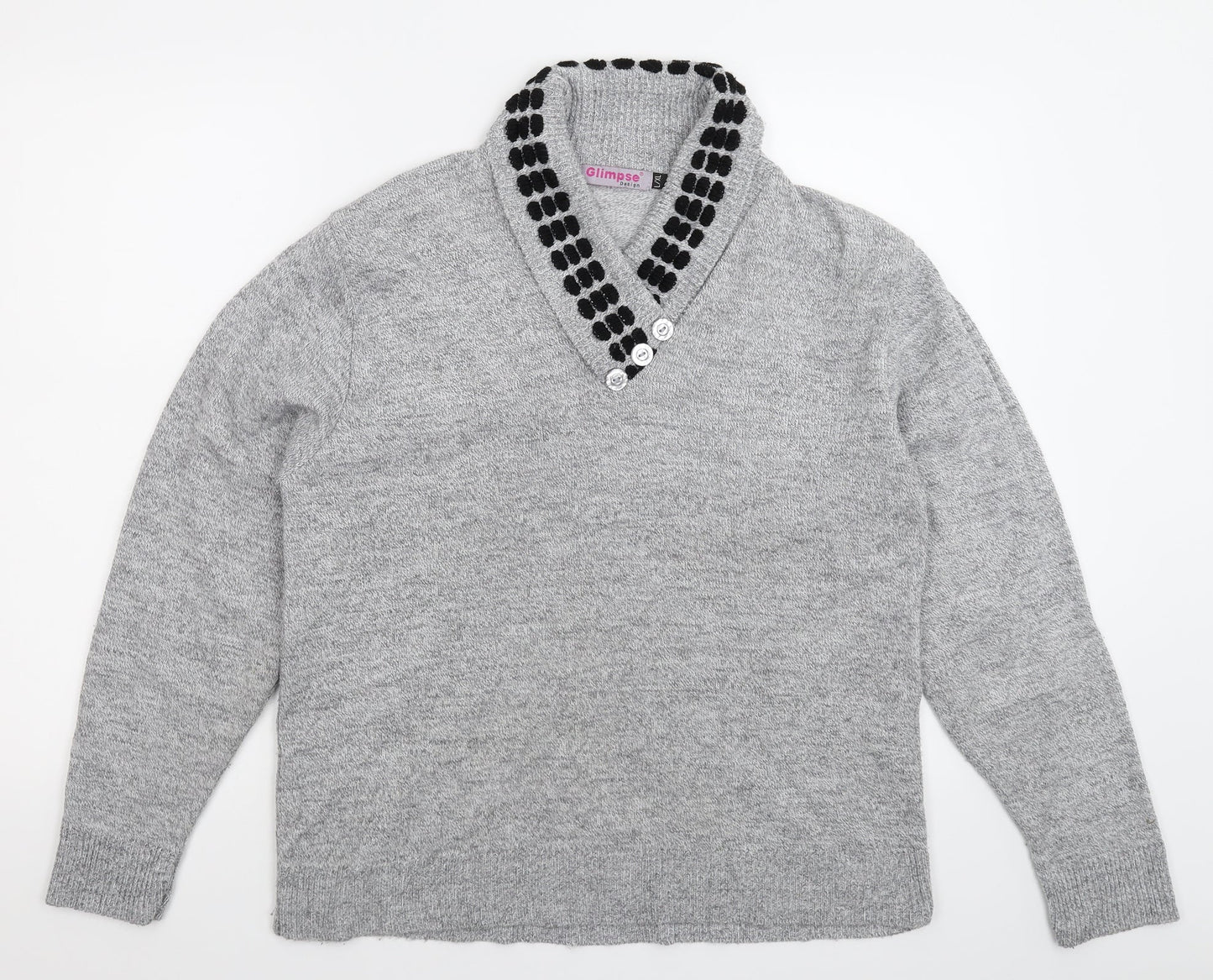 Glimpse Womens Grey  Knit Pullover Jumper Size XL