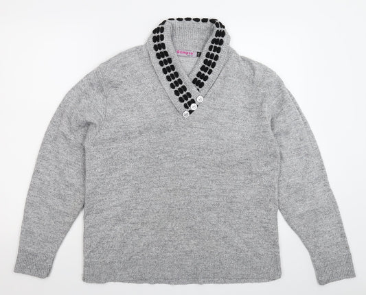 Glimpse Womens Grey  Knit Pullover Jumper Size XL