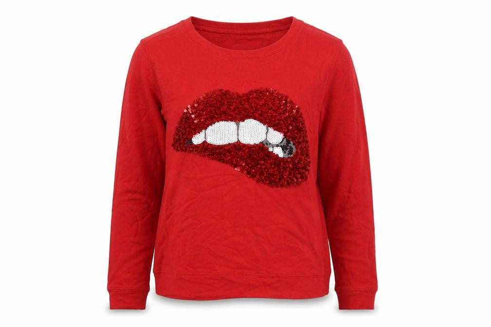 H&M Womens Red   Pullover Sweatshirt Size XS