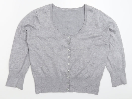 Preworn Womens Grey  Knit Cardigan Jumper Size L