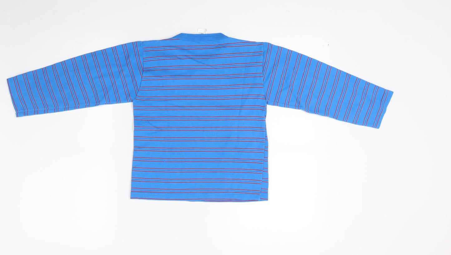 Luan Boys Blue Striped Jersey Pullover Sweatshirt Size 8 Years