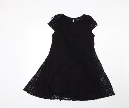 Additional front view of Atmosphere women’s black floral a-line, size UK 8