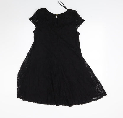 Back view of Atmosphere women’s black floral a-line, size UK 8