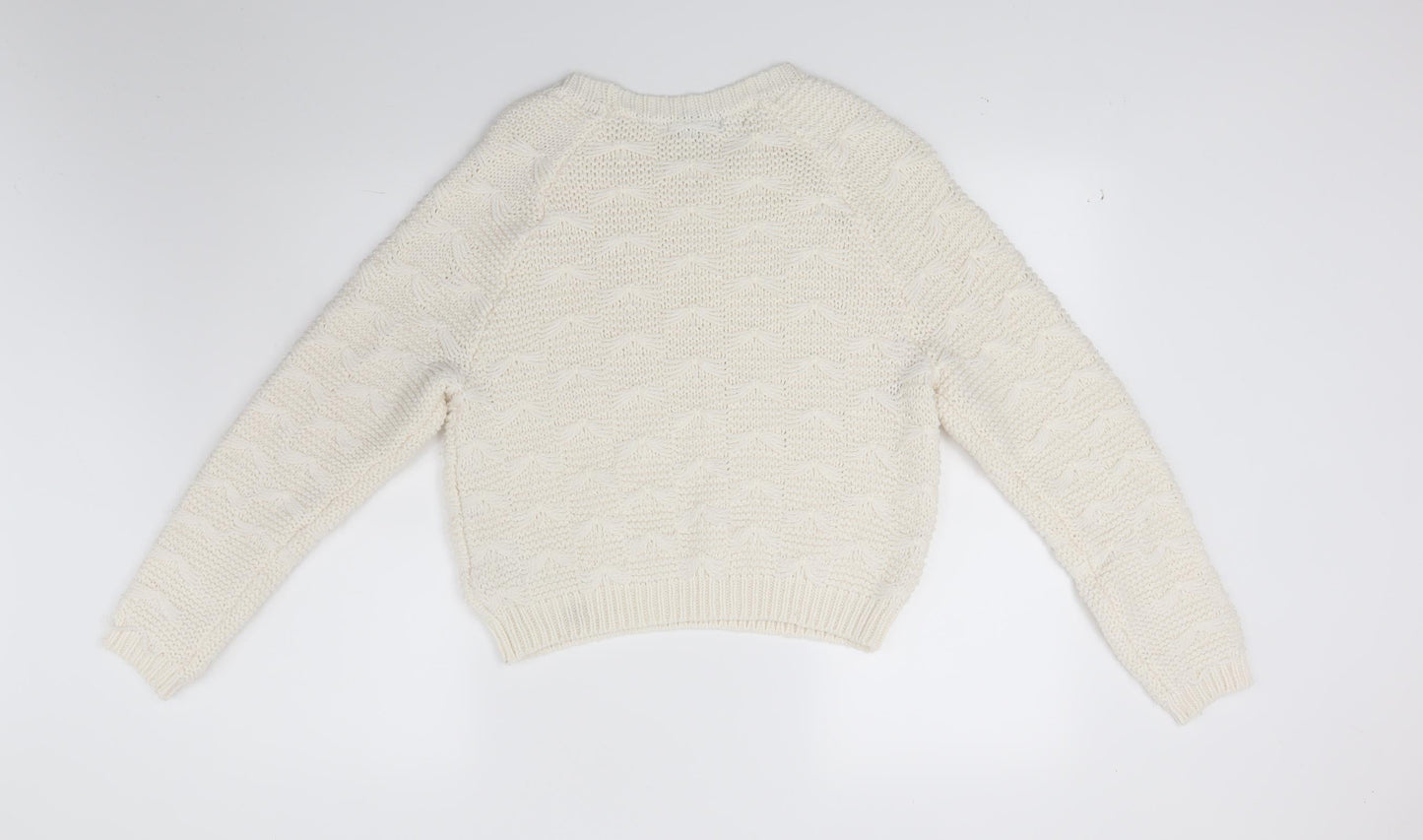 New Look Womens White  Knit Pullover Jumper Size 10
