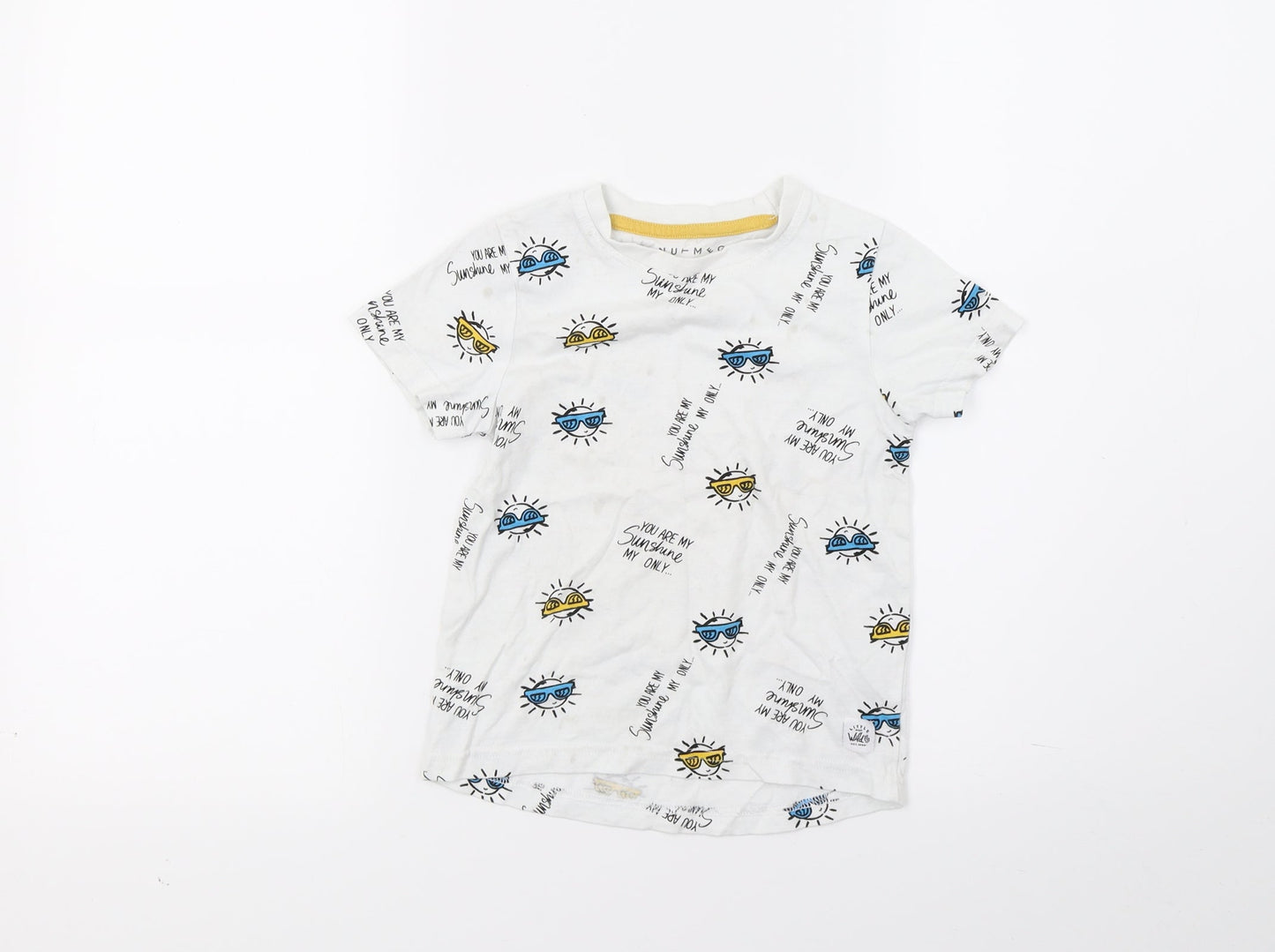 Nutmeg Boys White   Basic T-Shirt Size 2-3 Years  - Sunglasses
