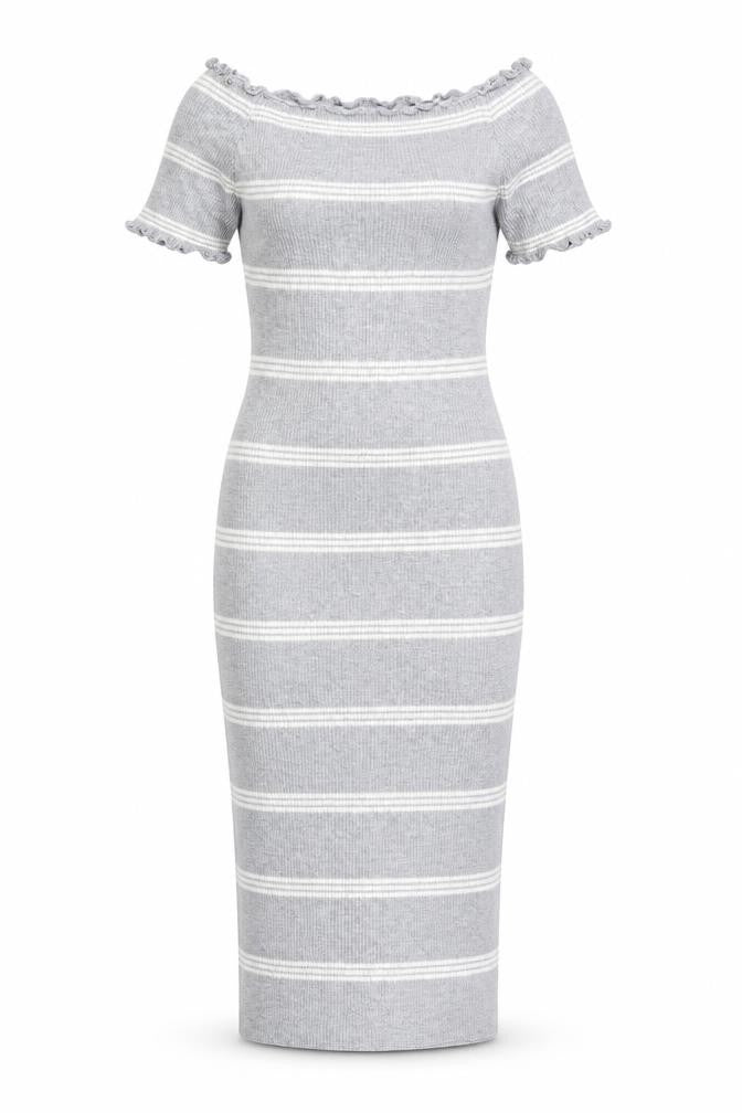 voyelles Womens Grey Striped  Jumper Dress  Size S