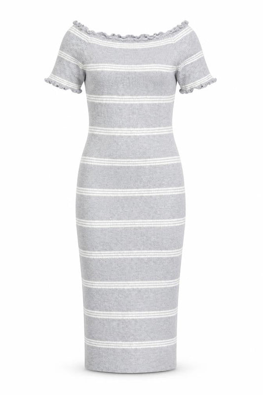 voyelles Womens Grey Striped  Jumper Dress  Size S